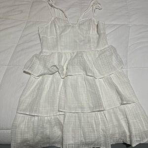 white tiered double strap dress